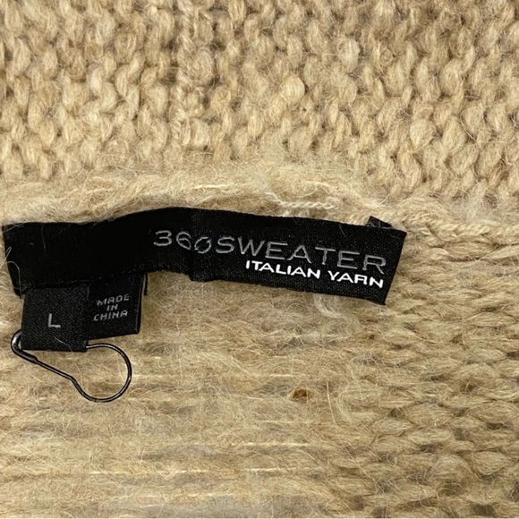 360 Sweater Italian Yarn Alpaca Wool Duster Cardigan Tan Large - Picture 8 of 10